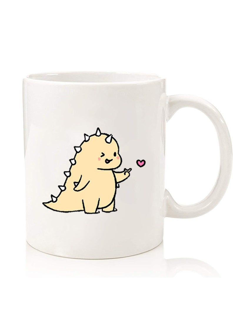 Theodor Premium Quality Two Sided Printed Coffee Mug Tea Cup For Home Office, Kids Men Women Dino love - Image 1