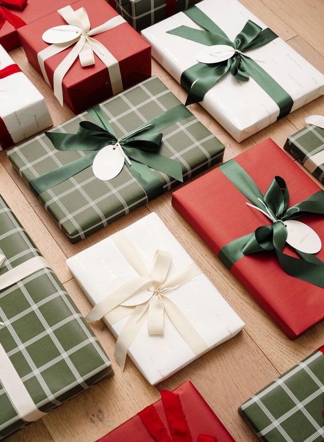 Merry Market لفائف ورق تغليف هدايا عيد الميلاد من ميري ماركت، ورق تغليف فاخر غير لامع، لفة كبيرة 30 بوصة × 168 بوصة، تصميم مربعات ذهبي، تغليف هدايا العيد - Image 4