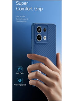 Wtech Soft Liquid Silicone Carbon Fiber Texture Case Cover For Xiaomi Redmi Note 13 Pro 4G 2024 Navy Blue  - Image 2
