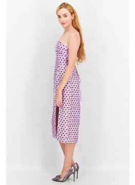 Collective The Label Women Lilac Heart Print Open Back Midi Dress, Purple And Black  - Image 2