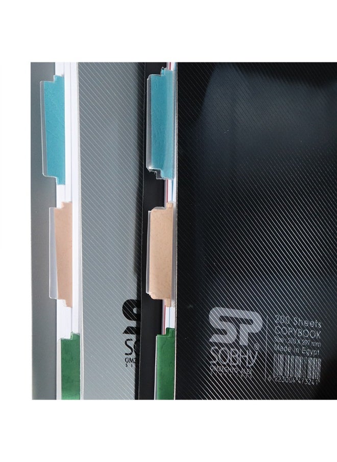 Generic - Sobhy Wirebound Sketchbook A4 Plastic Cover with Dividers (Margin) - 5 Subjects - 200 Sheets - Image 1