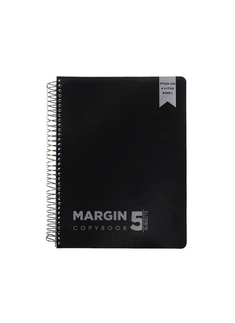 Sobhy Wirebound Sketchbook A4 Plastic Cover with Dividers (Margin) - 5 Subjects - 200 Sheets