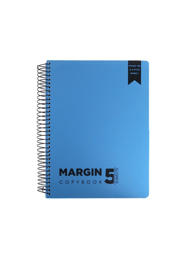 Generic - Sobhy Wirebound Sketchbook A4 Plastic Cover with Dividers (Margin) - 5 Subjects - 200 Sheets - Image 1