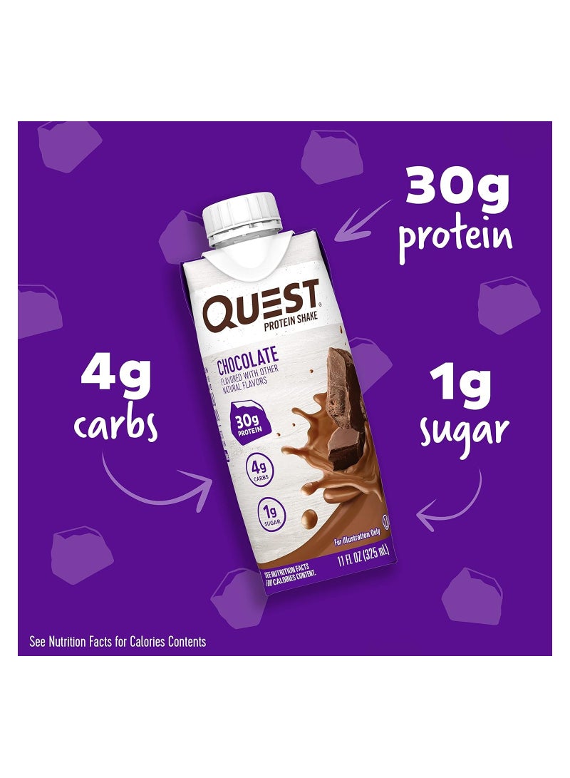 مخفوق البروتين كويست نيوتريشن جاهز للشرب، غني بالبروتين، منخفض الكربوهيدرات، خالٍ من الغلوتين، مناسب لحمية الكيتو، (شوكولاتة) عبوة من 12 قطعة - Image 4