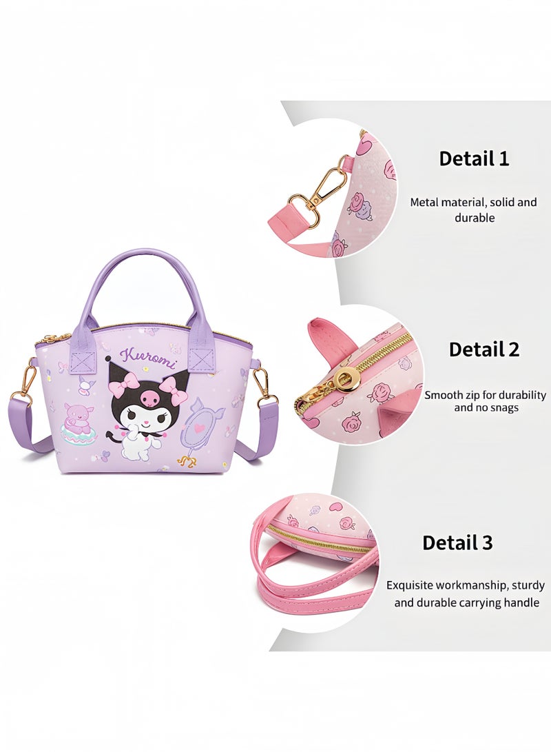 Peachjoy Cute Mini Purse Crossbody, Soft PU Leather Messenger Shoulder Bag Cartoon Handbag, 2Pcs - Image 4