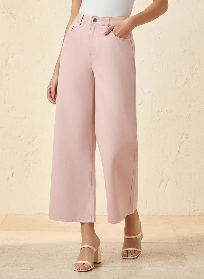 Splash FAV Wide Leg High Rise Jeans Cropped Cotton