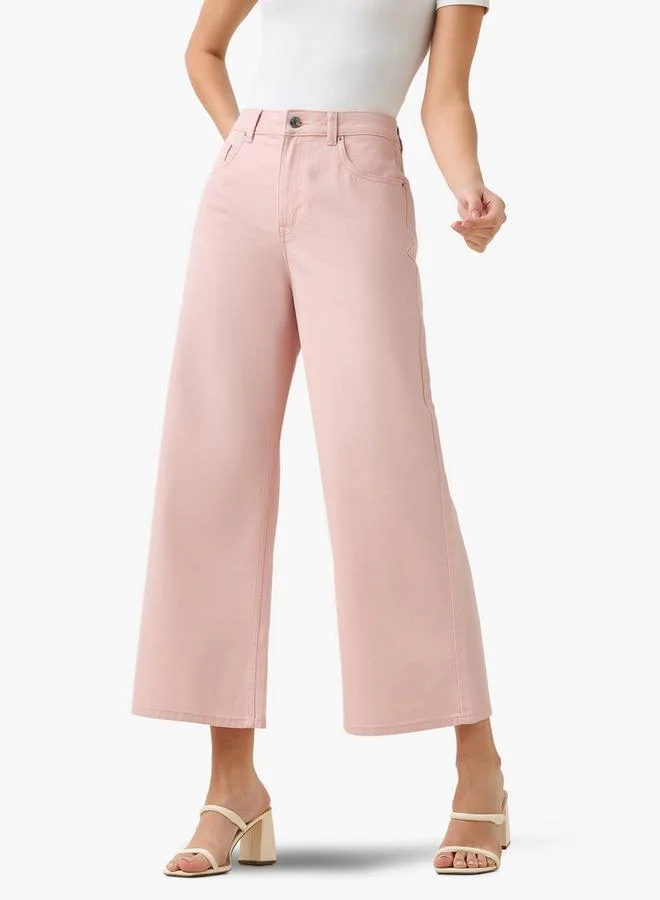 Splash FAV Wide Leg High Rise Jeans Cropped Cotton