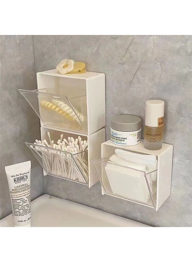2-in-1 Cotton Pad Holder & Dispenser, Wall Mounted Storage Bag with Storage Case, with Non-Adhesive Sticker, For Cotton Balls, Dental Floss, Bobby Clips, Rubber Bands, Clips (8.5cm x 4.6cm x 8.5cm)2PCS - Image 2