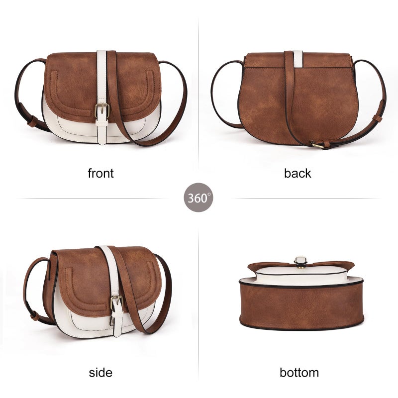 AFKOMST Crossbody Bags for Women Small Saddle Purse and Boho Cross Body Handbags,Vegan Leather - Image 3