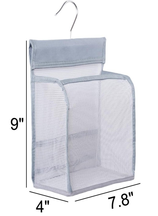 ALYER Hanging Mesh Shower Caddy Organizer Bathroom Storage Bag with Hooks for College Dorm, Gym, Swimming,RV and Travel,Gray - Image 2