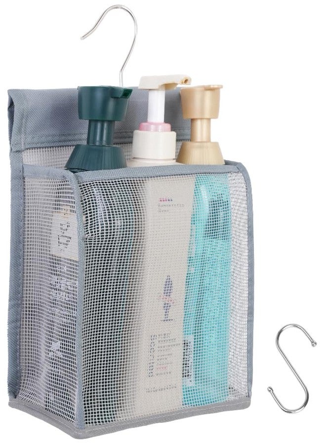 ALYER Hanging Mesh Shower Caddy Organizer Bathroom Storage Bag with Hooks for College Dorm, Gym, Swimming,RV and Travel,Gray - Image 1