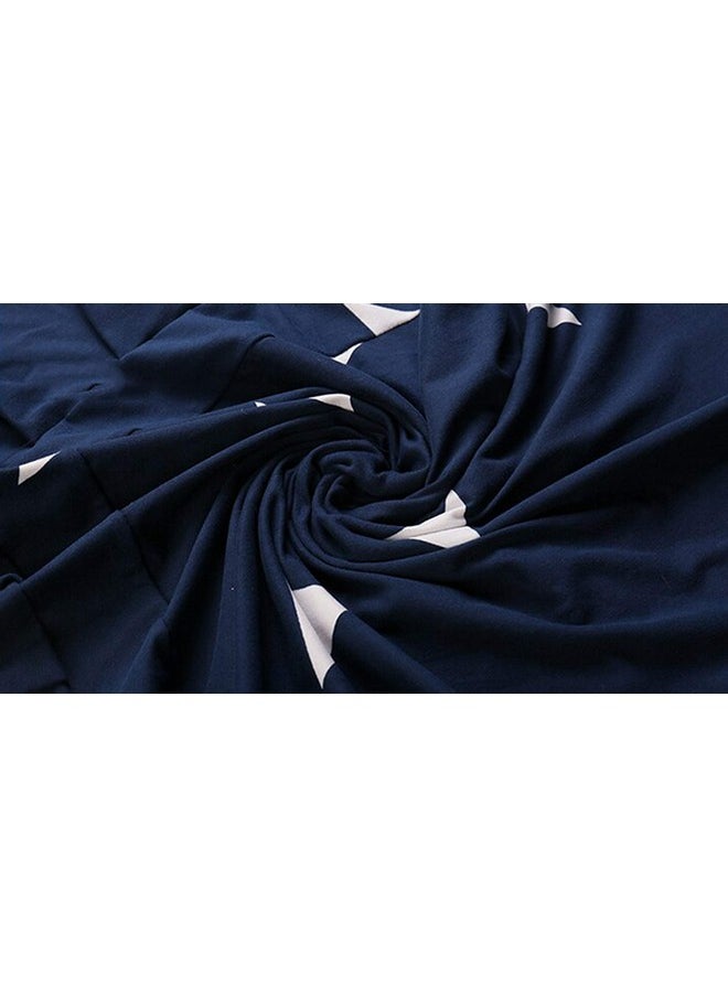 HOUSE OF QUIRK - House of Quirk Polyester Spandex Printed Chair Cover Stretch Removable Washable Short Dining Chair Cover Protector Seat Slipcover (Dark Blue Traingle, Pack of 6) - Image 1