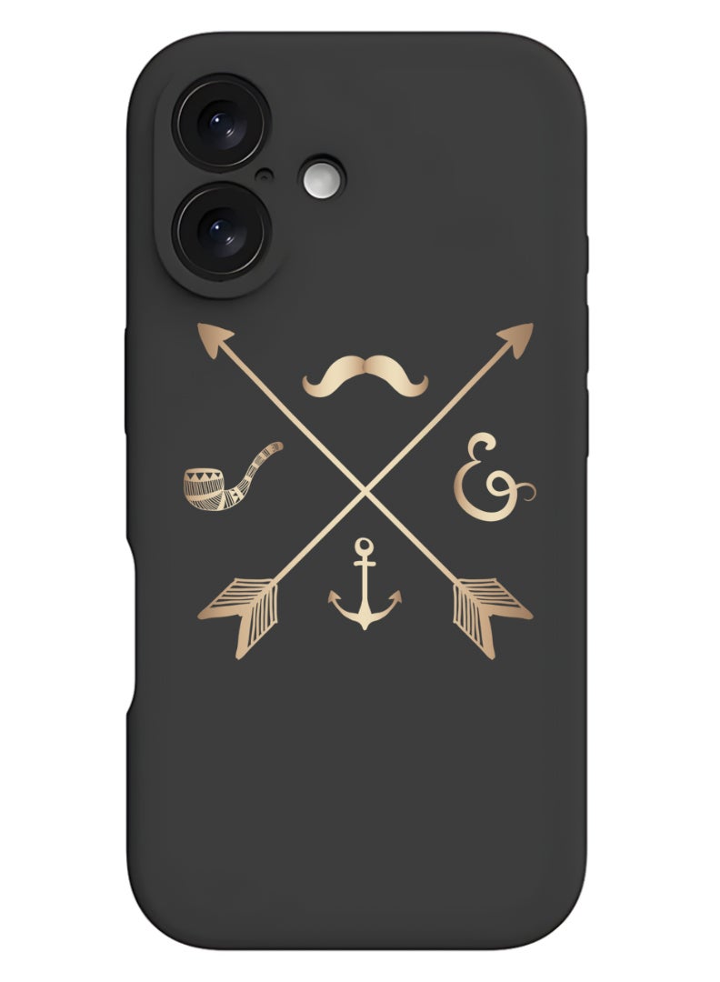 Theodor iPhone 16 Black Protective Slim Fit Case Liquid Silicone Cover with Full Body Protection Anti-Scratch Shockproof Case For iPhone - Signs - Image 1