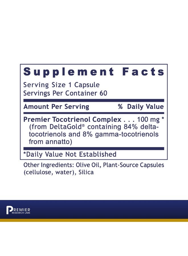 Deltanol Delta Tocotrienol Complex From Annatto Supports Antioxidant Bone Cardiovascular & Circulatory Health Lipid Based Nutritional Support 60 Plant Source Capsules