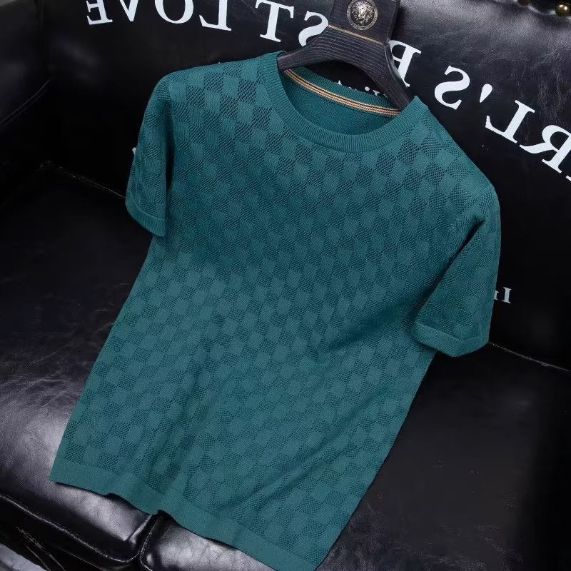 Trendy Spring Simple T-Shirt Youth Popular Five-point Sleeve Round Neck Urban Style Standard Ins Fashion Trendy Brand Trendy Men - Image 4