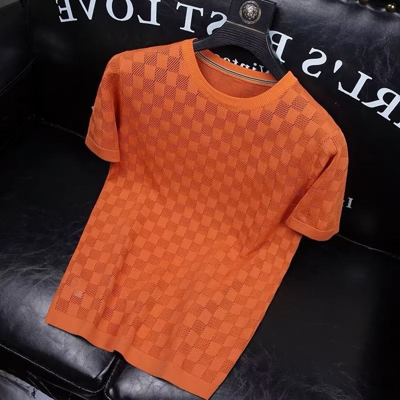 Trendy Spring Simple T-Shirt Youth Popular Five-point Sleeve Round Neck Urban Style Standard Ins Fashion Trendy Brand Trendy Men - Image 3