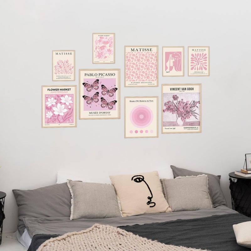 KONGSY Pink Wall Art Prints Set of 9, Abstract Matisse Exhibition Posters, Pink Wall Decor, Aesthetic Pictures Room Decor for Teen Girls Dorm, Bedroom - Image 5