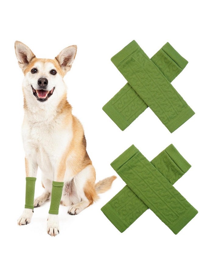 ROZKITCH Pet Dog Elbow Protector Dog Elbow Sleeve, 2PCS Front Leg and 2PCS Back Leg Brace, Dog Elbow Wrap, Dog Leg Warmer Wrap Protector, Pet Elastic Knitted Breathable Protective Socks Green XL - Image 1