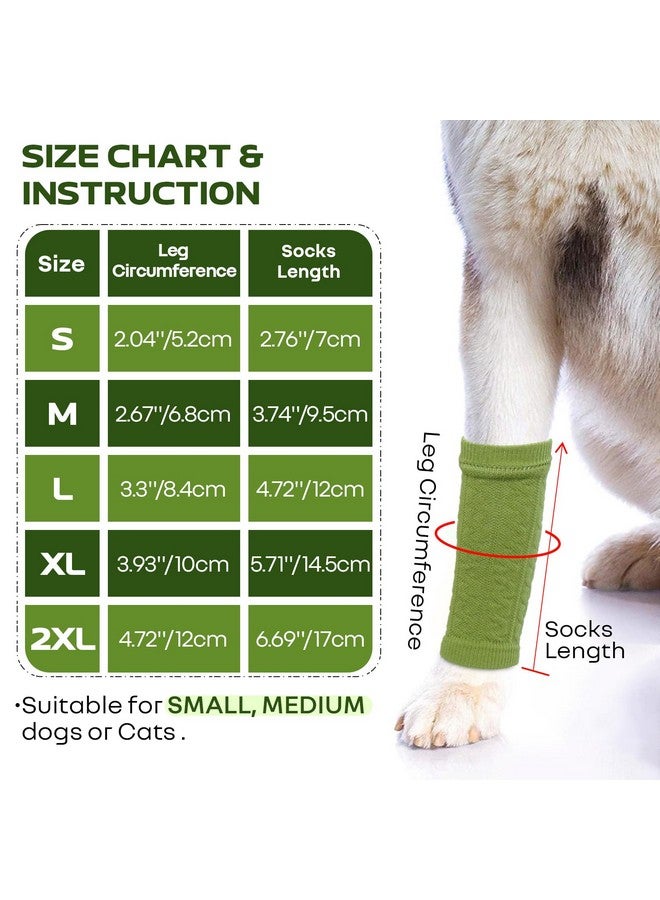 ROZKITCH Pet Dog Elbow Protector Dog Elbow Sleeve, 2PCS Front Leg and 2PCS Back Leg Brace, Dog Elbow Wrap, Dog Leg Warmer Wrap Protector, Pet Elastic Knitted Breathable Protective Socks Green XL - Image 2