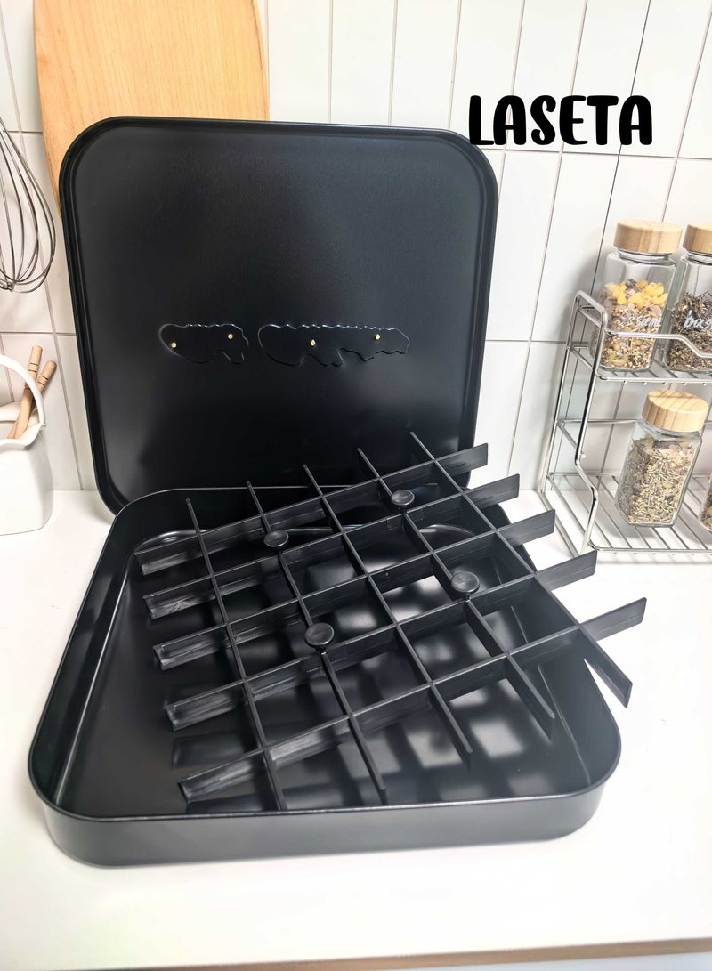 Laseta Square Basbousa Cutting Baking Tray with Cutter - 35 Pieces Multi Shapes (Black Marble)  - Image 2