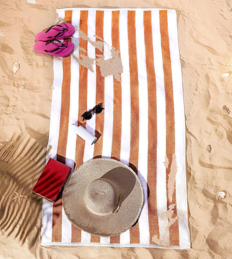AMZ Large Beach & Pool Towel - 30"x60" Oversized Cabana Stripe, Hotel Quality-Luxuriously Soft, Absorbent & Plush Towel - Image 2