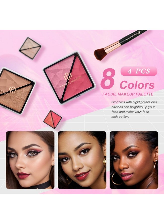 كولور_نيمف مجموعة مكياج Color Nymph للمبتدئين من الفتيات، حقيبة تدريب للنساء، مجموعة كاملة مع ظلال العيون، أحمر الشفاه، أحمر الخدود، الفرش، ملمع الشفاه، الماسكارا، شمع الحواجب، ومرآة، مجموعة مستحضرات التجميل الكاملة للمبتدئين باللون الوردي - Image 3