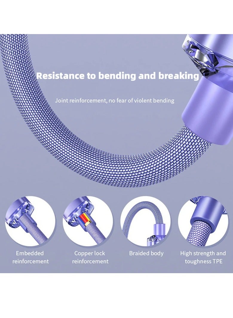 AROAQ PD Type C Cable, Super Fast And Stable USB C Data Cable, Sturdy And Durable Quick Charging And Data Transfer Cable, High Power Charging Cable With 480Mbs Transfer Rate, (120W, Purple 2m Length) - Image 2