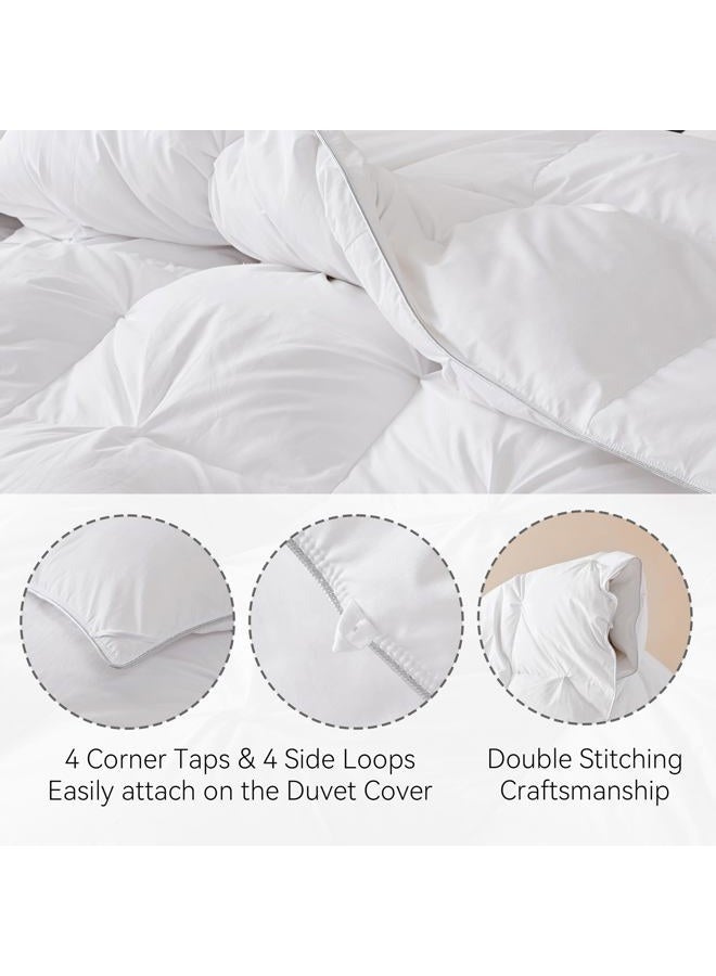 Snowman All-Season 75% Down Comforter King Size, Pinch Pleat Duvet Insert with 8 Corner Tabs, Medium Warm Bed Comforter, Soft and Durable Down Proof Cotton Blended Fabric (White, 106"x90") - Image 4