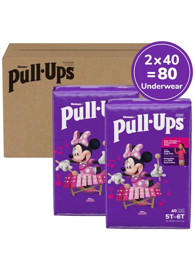 Pull-Ups Girls' Potty Training Pants, Size 5T-6T Training Underwear (46+ lbs), 80 Count (2 Packs of 40)  - Image 2