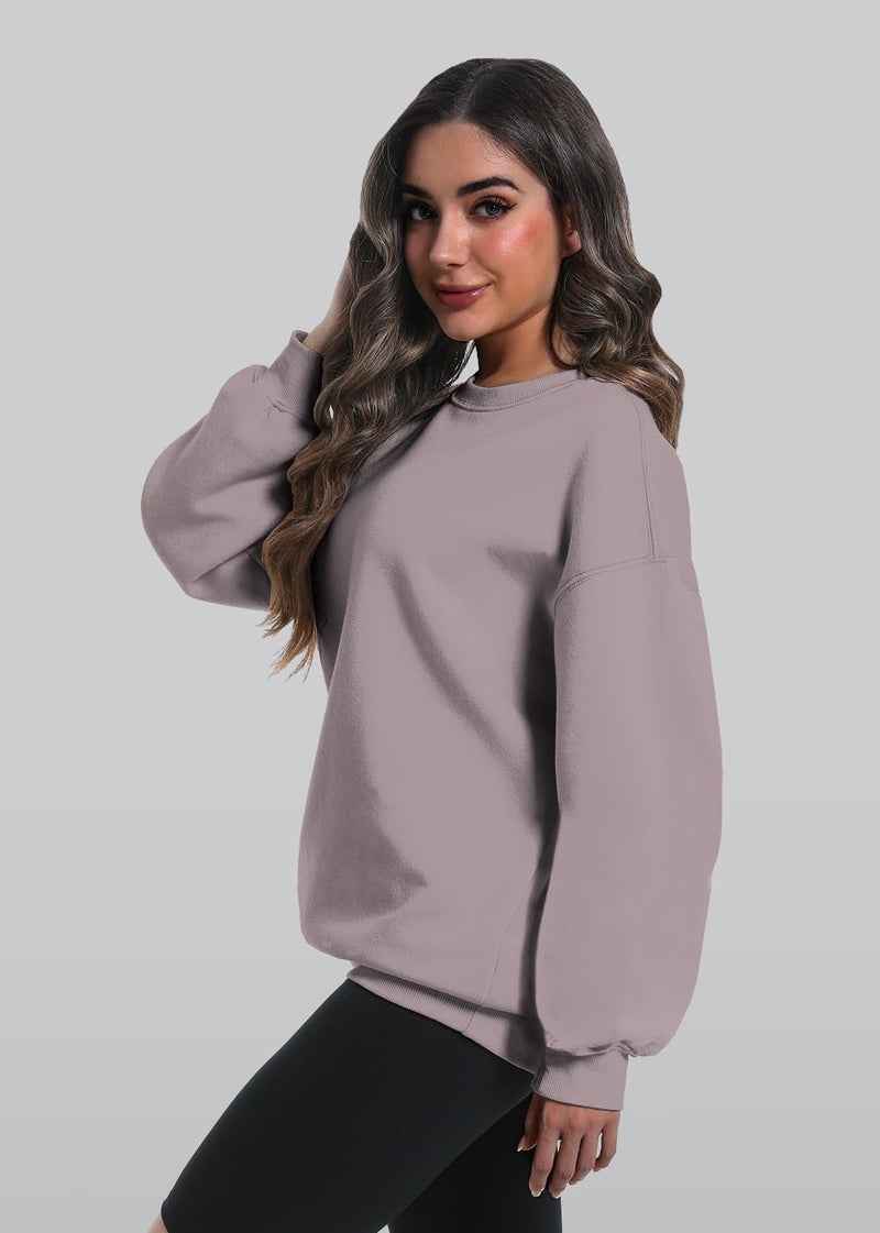 XFIFM 2 Pack Womens Oversized Sweatshirts Hoodies Long Sleeve Tops Fall Winter Clothes Crewneck Cozy Outfits Pullover Grey/Brown - Image 4