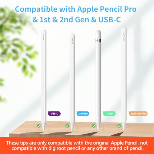 Digiroot Upgraded Replacement Tip for Apple Pencil Pro/1st/2nd Gen/USB-C&Logitech Crayon, 0.72mm No Wear Out Fine Point Precise Control Pen Like Nibs for iPad Pro/Air/Mini Pencil-2 Pack - Image 2