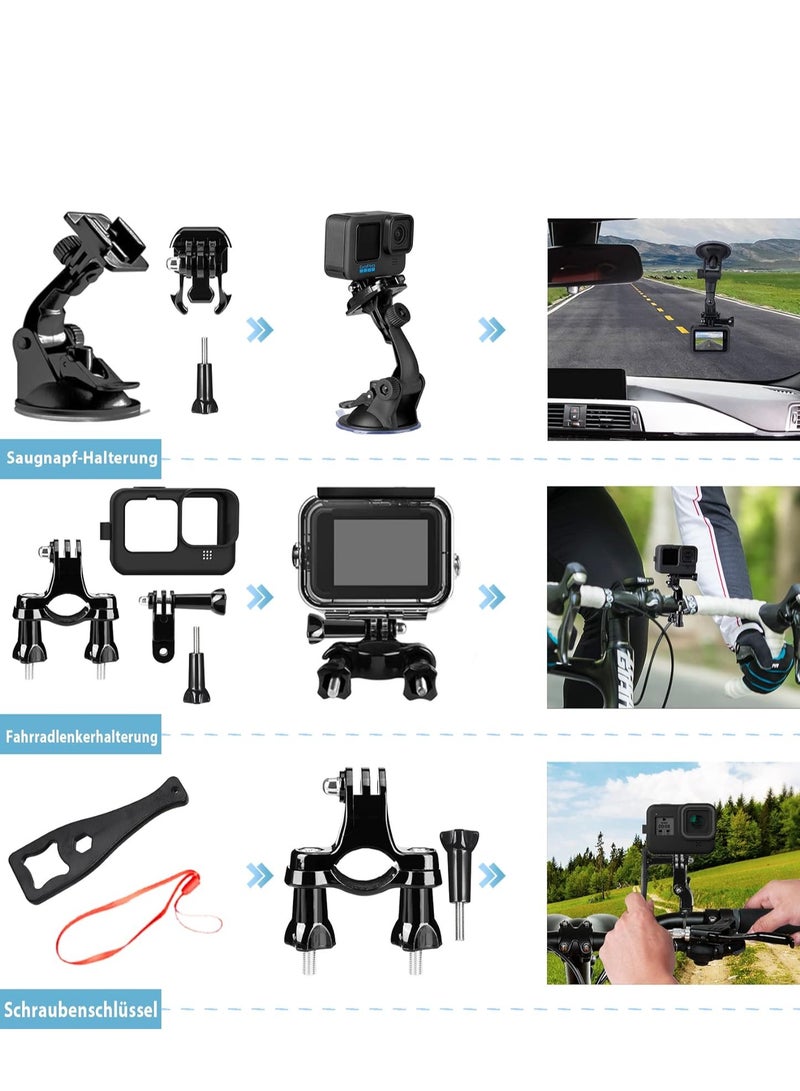 GoPro Accessory Kit GoPro Hero12/11/10/10/9 Action Camera Accessories 61-in-1 Kit with Large Storage Bag - Image 3