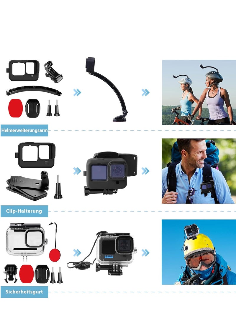 GoPro Accessory Kit GoPro Hero12/11/10/10/9 Action Camera Accessories 61-in-1 Kit with Large Storage Bag - Image 4