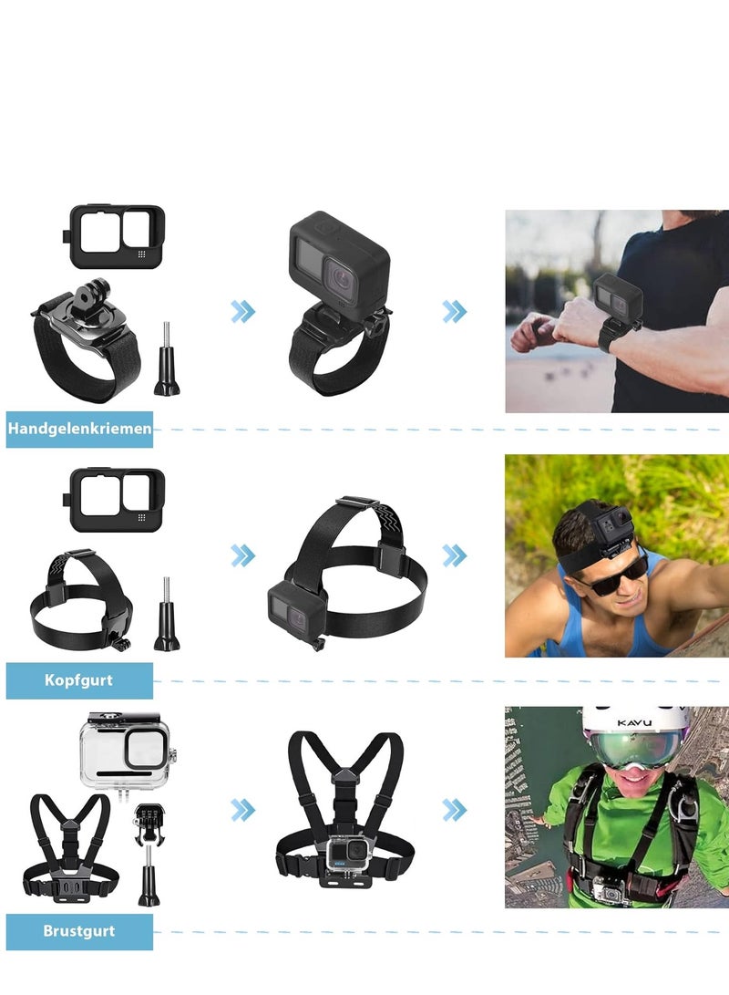 GoPro Accessory Kit GoPro Hero12/11/10/10/9 Action Camera Accessories 61-in-1 Kit with Large Storage Bag - Image 5