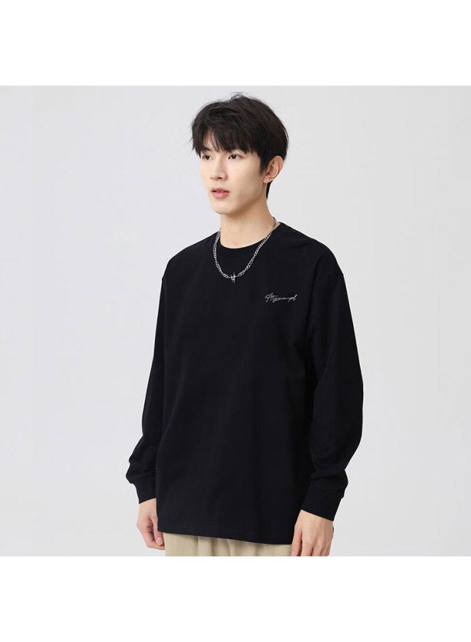 Swamp Area Cotton Long Sleeve T-Shirt Men And Women Spring Autumn American High Street Loose Casual Couple Top Sw08 Black M - Image 5