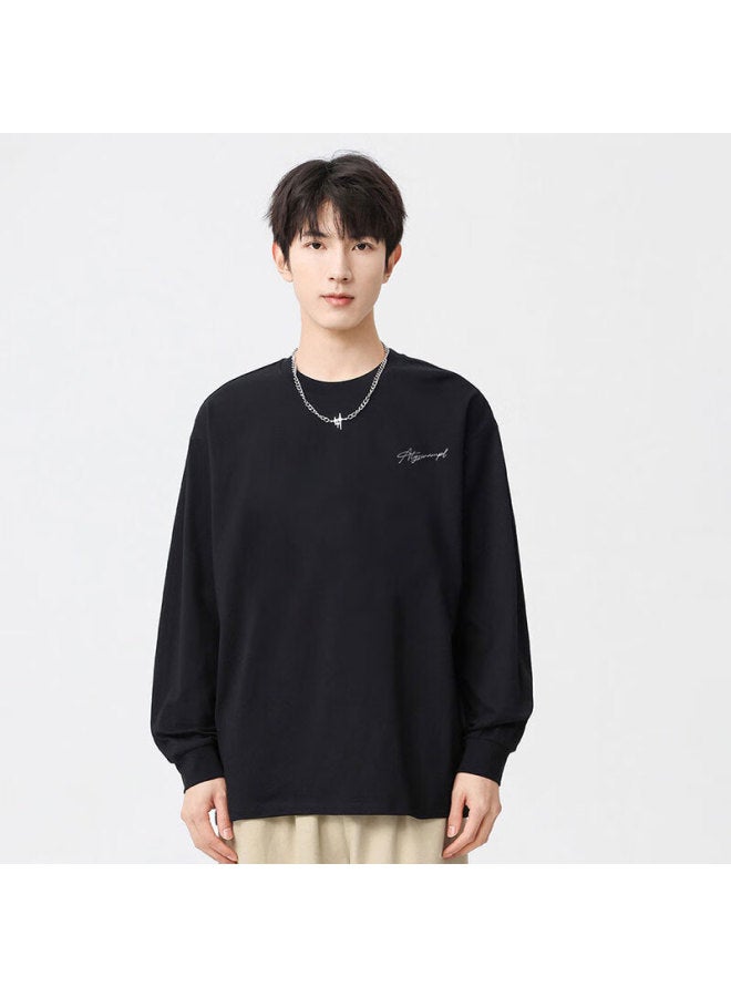 Swamp Area Cotton Long Sleeve T-Shirt Men And Women Spring Autumn American High Street Loose Casual Couple Top Sw08 Black M - Image 3