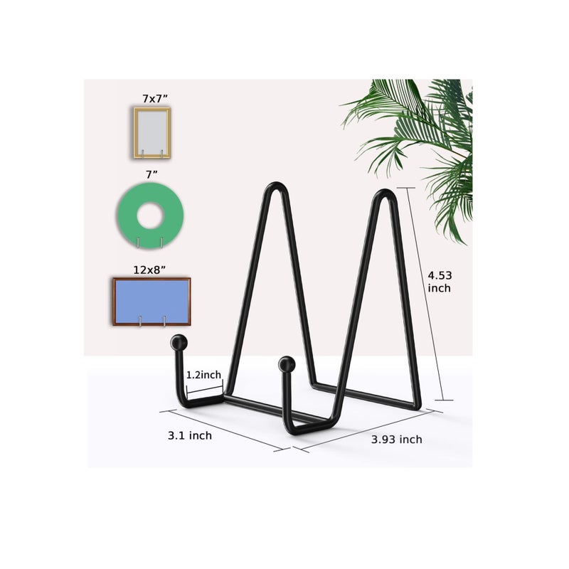SOLARAE حاملات الأطباق للعرض 3 بوصة حامل الأطباق للعرض + حامل إطار معدني للصورة، طبق زينة، كتاب، حامل صور (عبوة 2) - Image 4