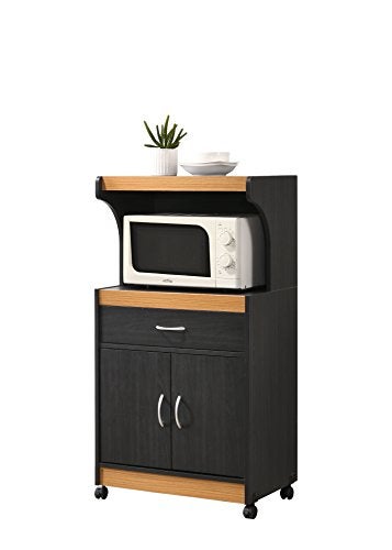Hodedah Microwave Kitchen Cart BlackBeech