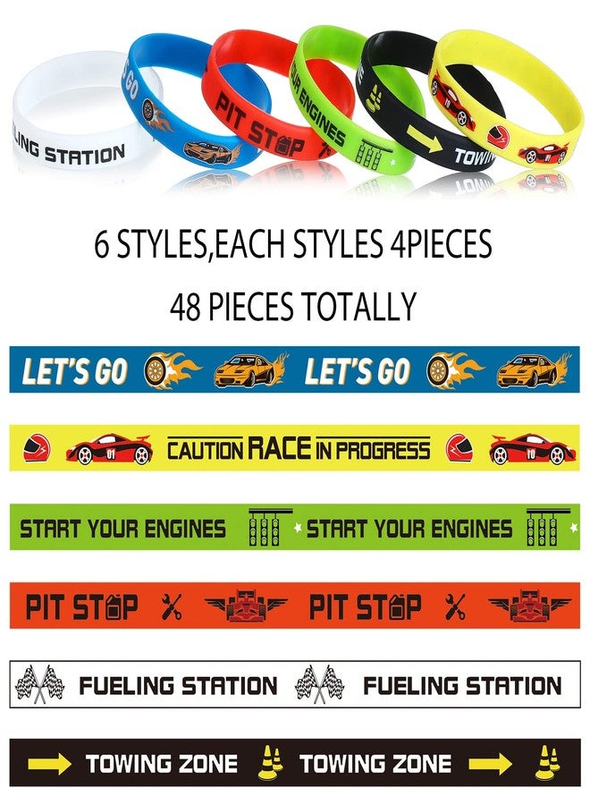Skylety 48 Pack Race Car Party Favors Race Car Silicone Bracelets Racing Checkered Flag Wristbands Racing Flag Rubber Bracelets Birthday Party Decorations for Sports Events Fitness Dirt Bike Task - Image 2