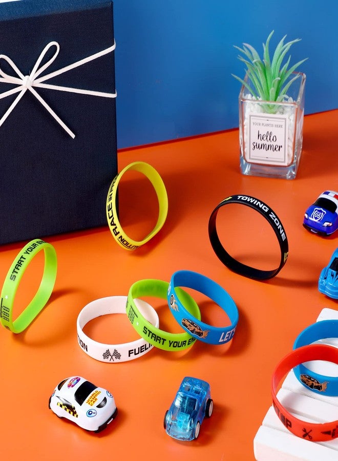 Skylety 48 Pack Race Car Party Favors Race Car Silicone Bracelets Racing Checkered Flag Wristbands Racing Flag Rubber Bracelets Birthday Party Decorations for Sports Events Fitness Dirt Bike Task - Image 4