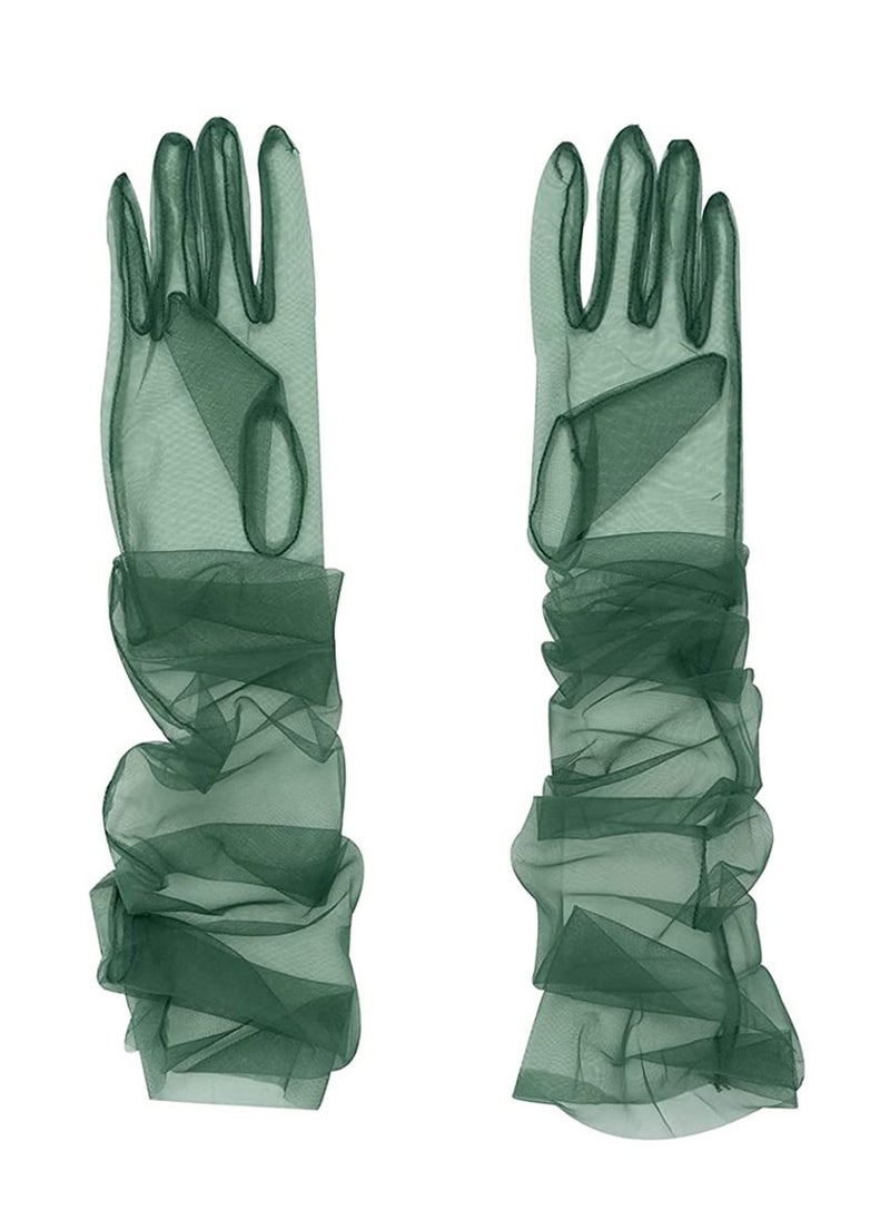 Excefore Ladies Tulle Gloves Women's long Wedding Bridal Long Opera Party Evening 27inch Elbow Length Sheer for Dinner Parties  - Image 1