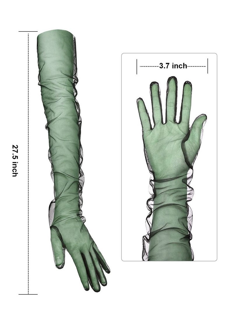 Excefore Ladies Tulle Gloves Women's long Wedding Bridal Long Opera Party Evening 27inch Elbow Length Sheer for Dinner Parties  - Image 5