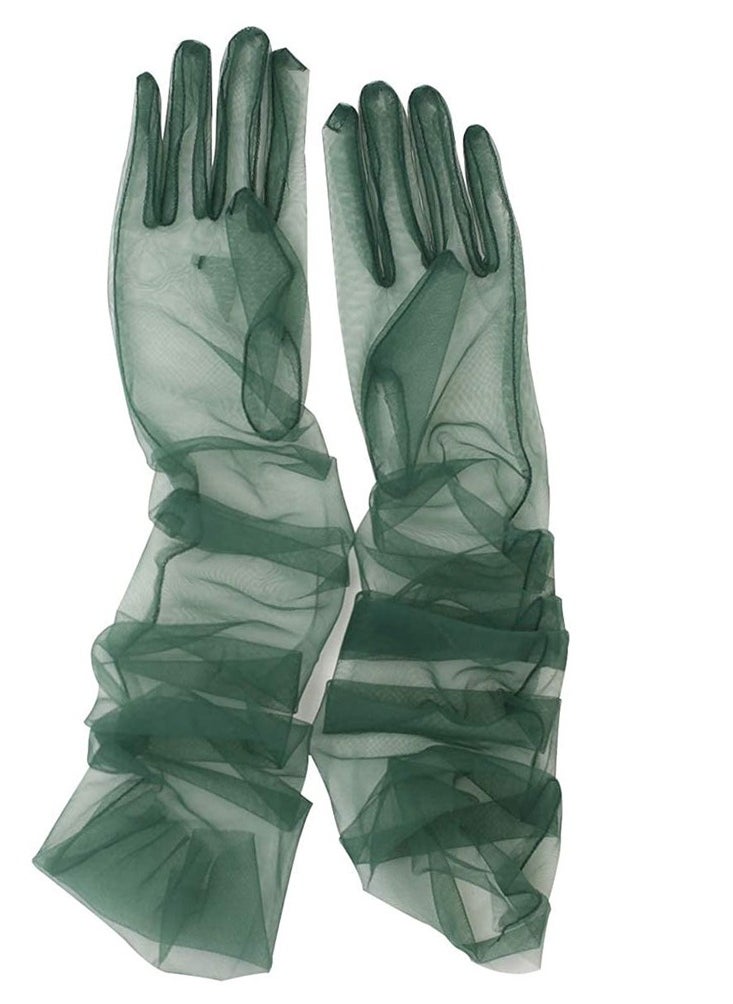 Excefore Ladies Tulle Gloves Women's long Wedding Bridal Long Opera Party Evening 27inch Elbow Length Sheer for Dinner Parties  - Image 4