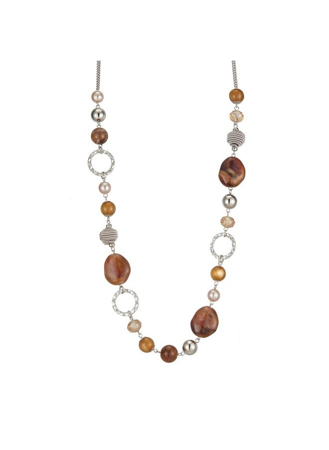 Pearl&Club Long Beaded Necklaces For Women Sweater Chain Fashion Jewelry Necklace Gifts For Women(23Brown)  - Image 1