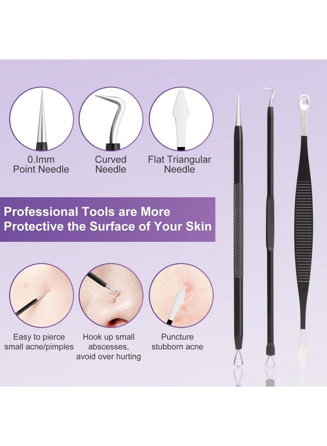 Baxrou Pimple Popper Tool Kit10 Pcs Professional Blackhead Remover Comedones Extractor For Easy Removal For Pimplesblackheadszit Removing Facial And Nose Acne Removal Kit With Metal Box (Black) - Image 4