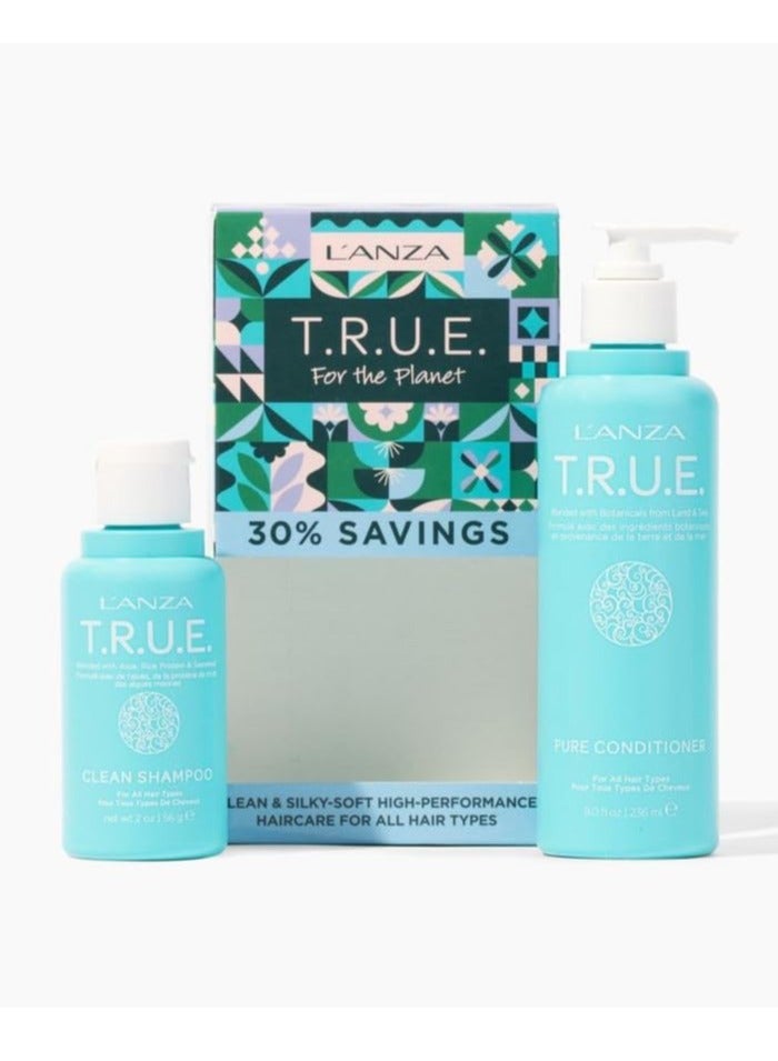 L'ANZA T.R.U.E. Duo Hair Kit, Clean Shampoo & Pure Conditioner, Anti Frizz, Fragrance & Paraben Free, Vegan & Cruelty Free Shampoo and Conditioner Set, Luxury Hair Care Kit in a Gift Box (2/8 Fl Oz) - Image 2