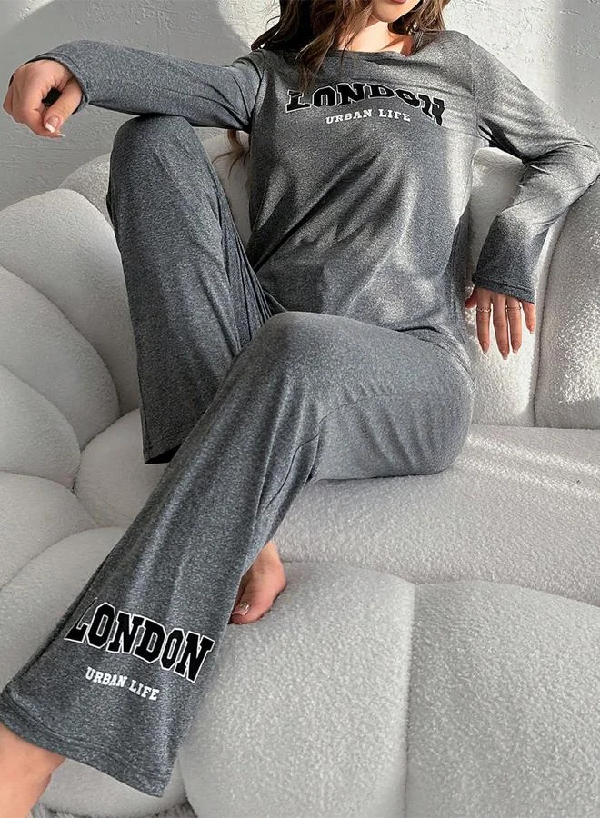 Take Two Take Two Slogan Text Print T-Shirt and Pyjama Set