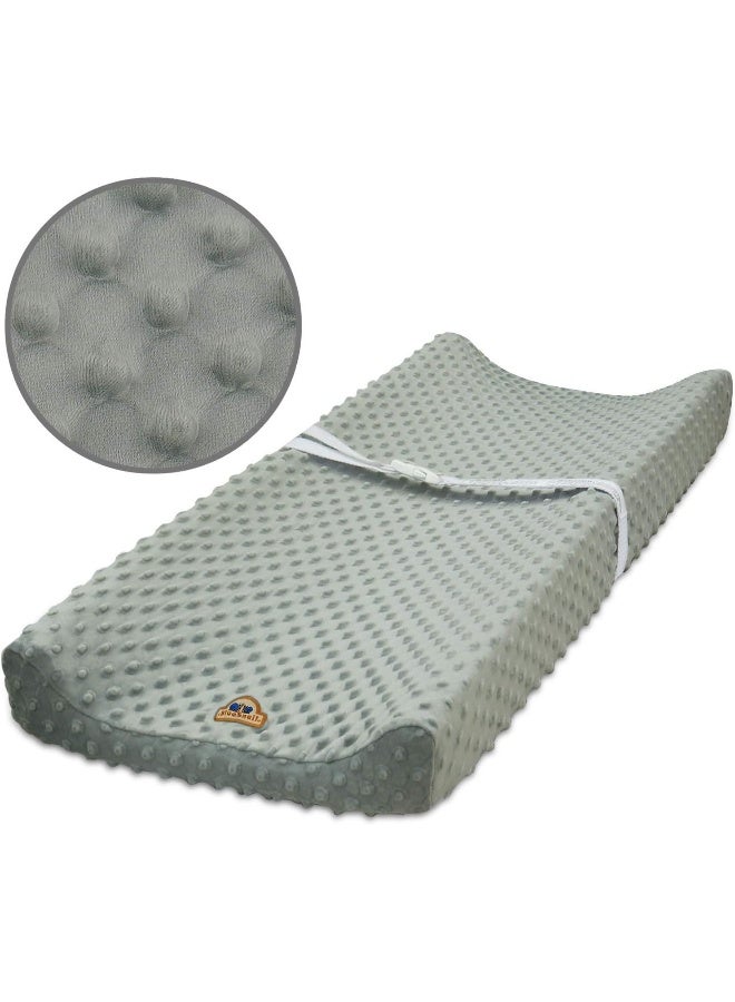 BlueSnail Ultra Soft Minky Dot Changing Pad Cover 2 Pack (Gray+Pink, 2 Pack) - Image 3