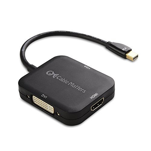 Cable Matters Mini DisplayPort to HDMI Adapter with VGA and DVI 3-in-1 Adapter in Black - Thunderbolt and Thunderbolt 2 Port Compatible - Supporting 4K Resolution via HDMI - Image 2