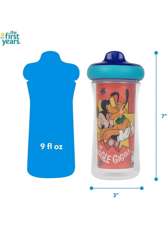 The First Years Disney Mickey Mouse Kids Insulated Sippy Cups - Dishwasher Safe Spill Proof Toddler Cups - Ages 12 Months and Up - 9 Ounces - 2 Count - Image 2
